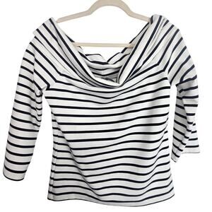 Anthropologie Womens Striped Off Shoulder Top Size M Classic Stretch Boho Preppy